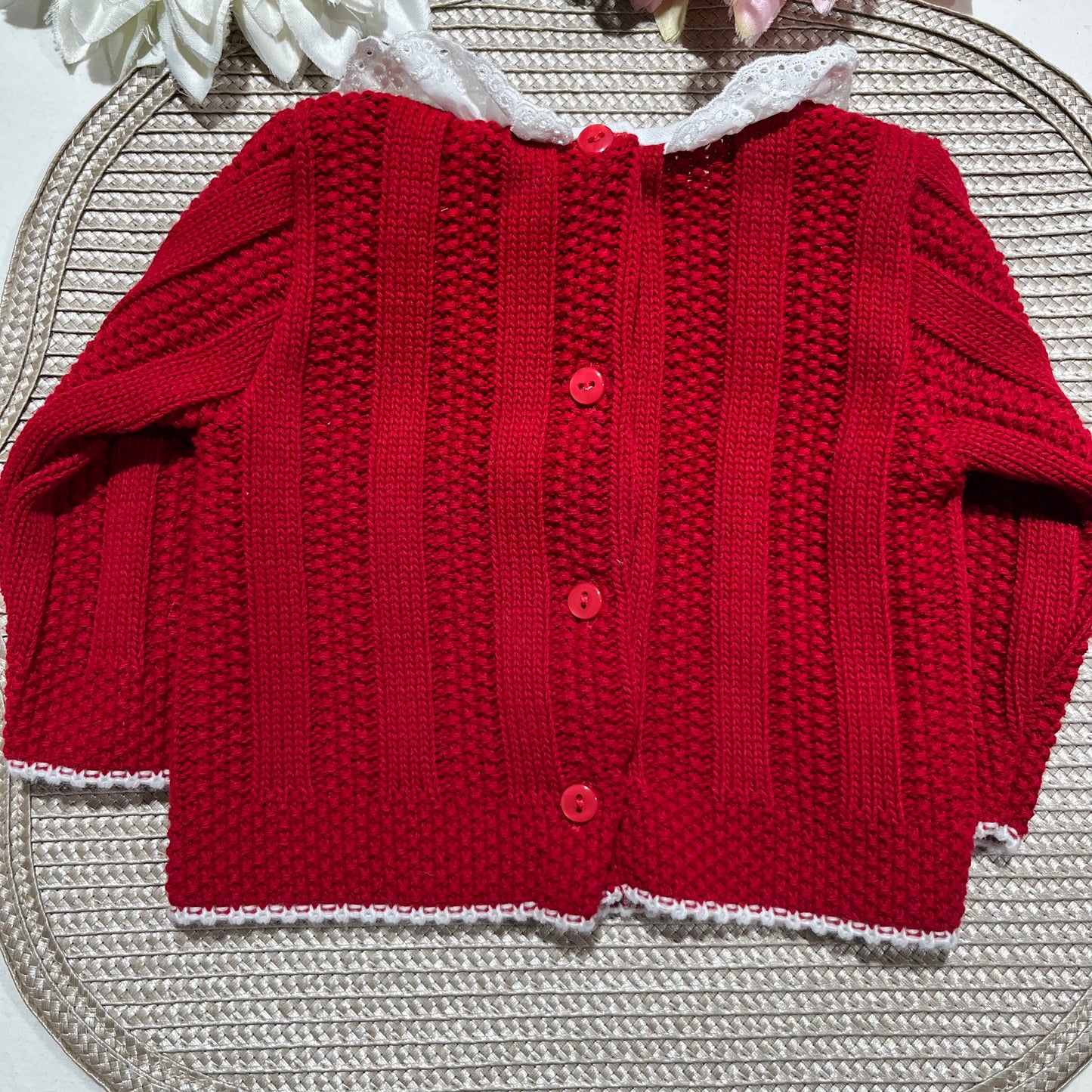 Conjunto Leonor  em malha - 1 M - Vermelho