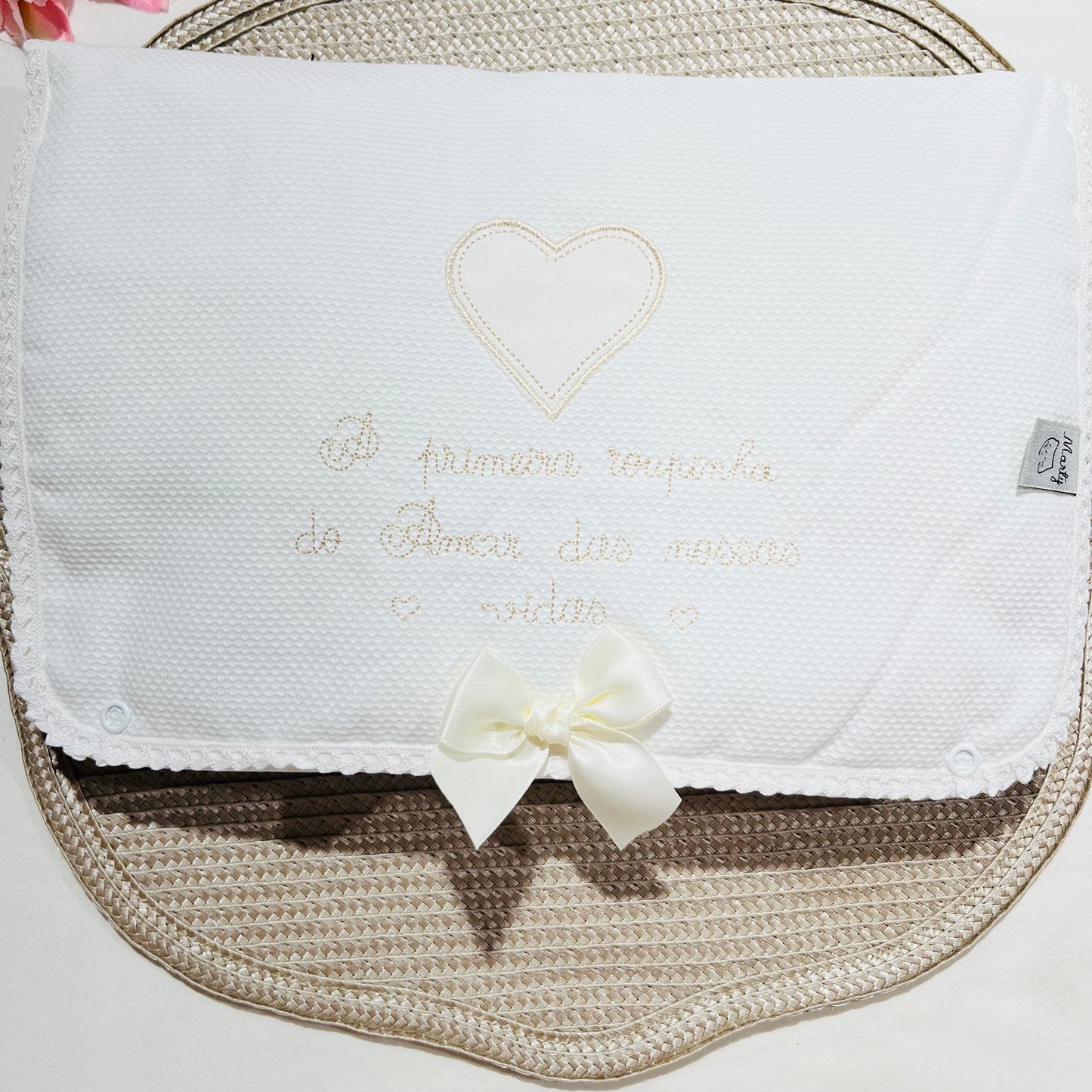 Primeira roupinha em veludo para recém-nascido - Pérola - Amor