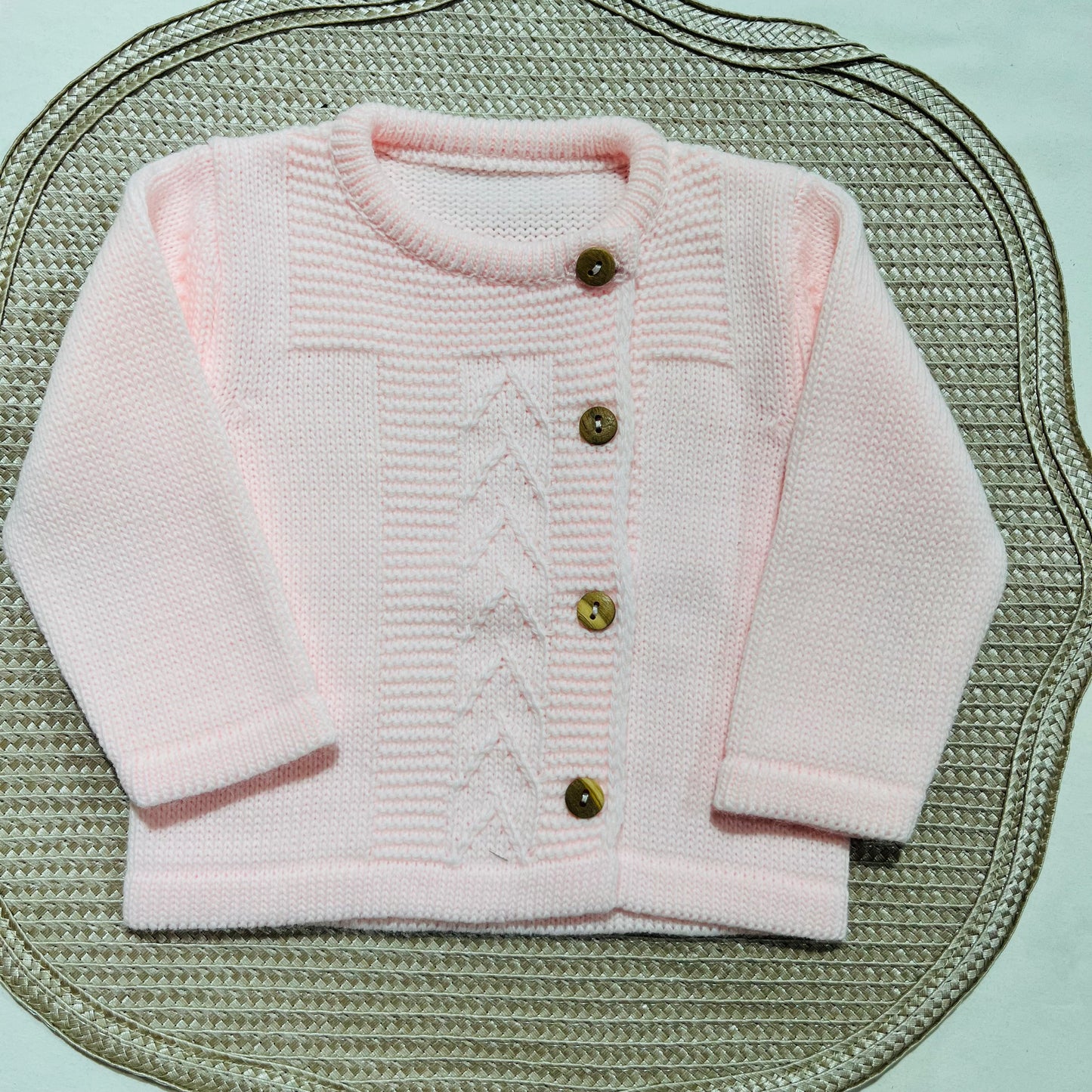 Conjunto de malha para bebé - 3 peças -1/3M e 3/6M -Rosa