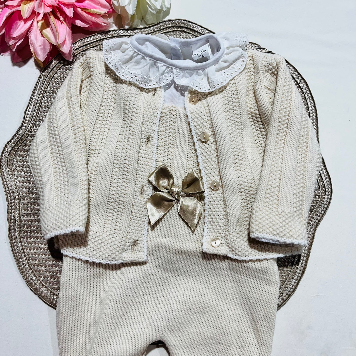 Conjunto Matilde em malha - 3M e 6M -Areia