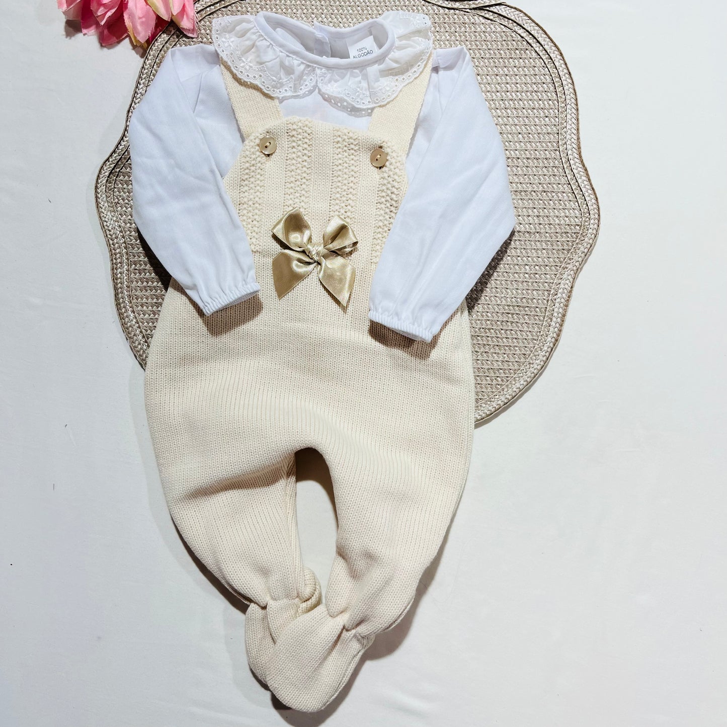 Conjunto Matilde em malha - 3M e 6M -Areia