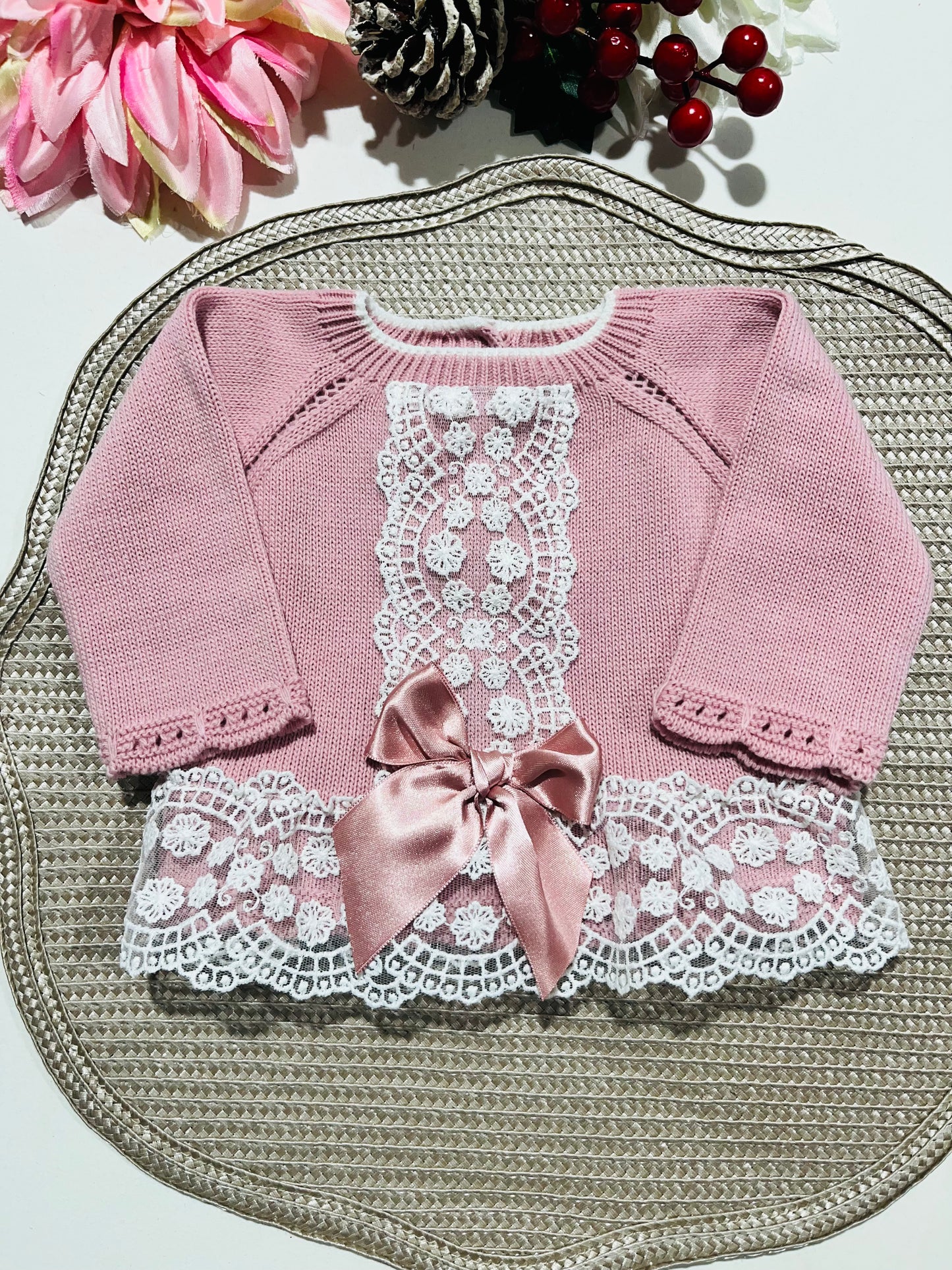 Conjunto Inês para bebé - 1 e 3M - Rosa velho