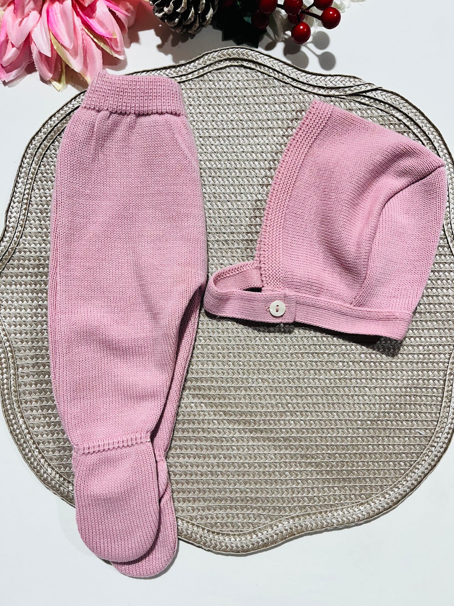 Conjunto Inês para bebé - 1 e 3M - Rosa velho
