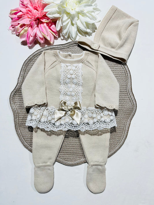 Conjunto Inês para bebé - 1 e 3M - Areia