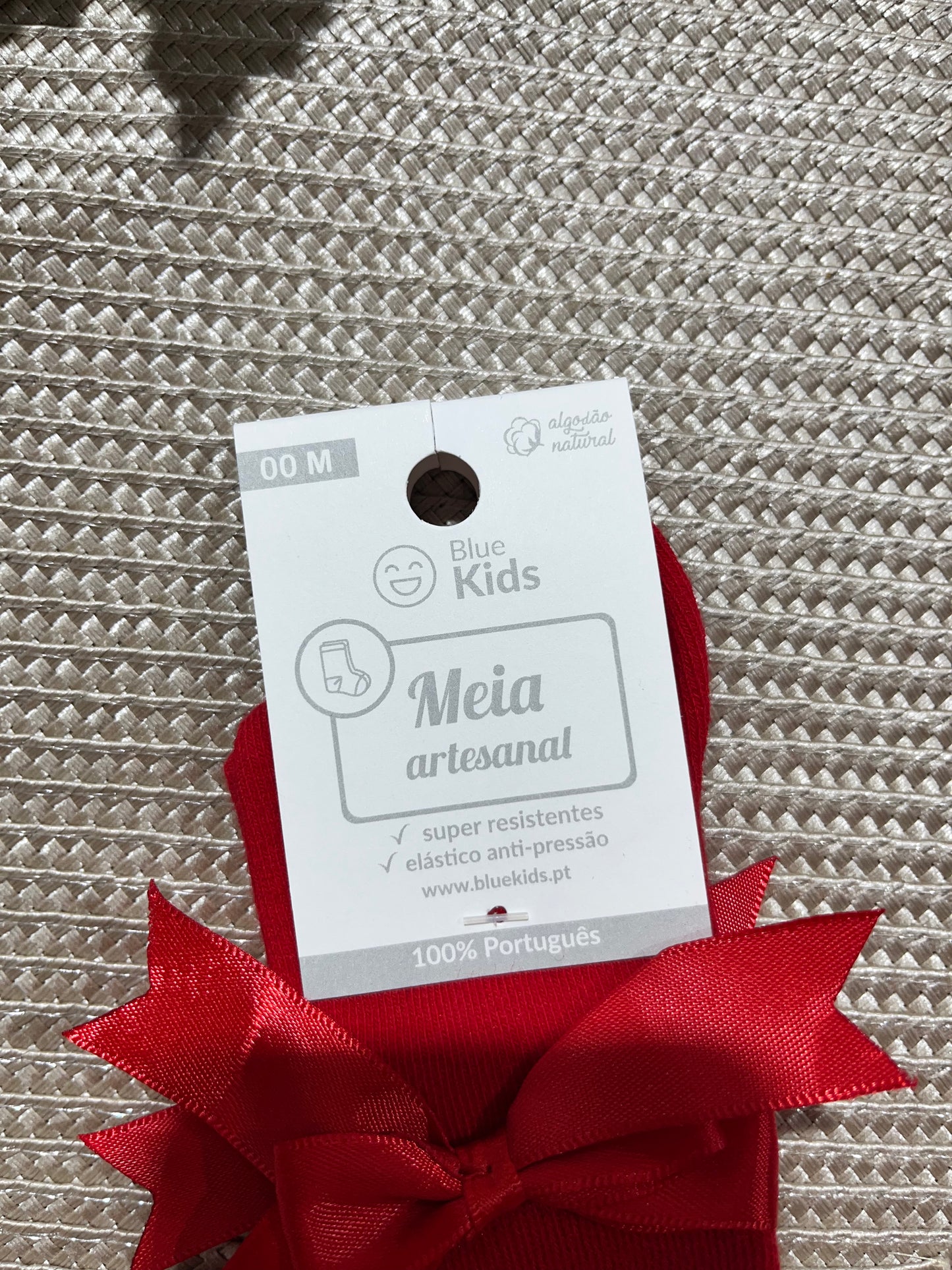 Meias até o joelho com laço para bebé - 1 aos 12M - Algodão natural