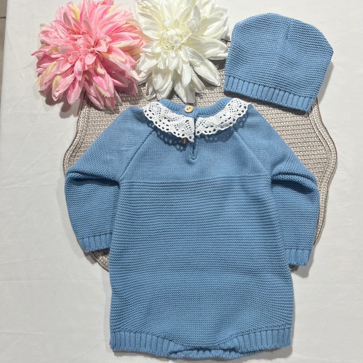 Conjunto fofo em malha para bebé - 1/3M - Azul cobalto