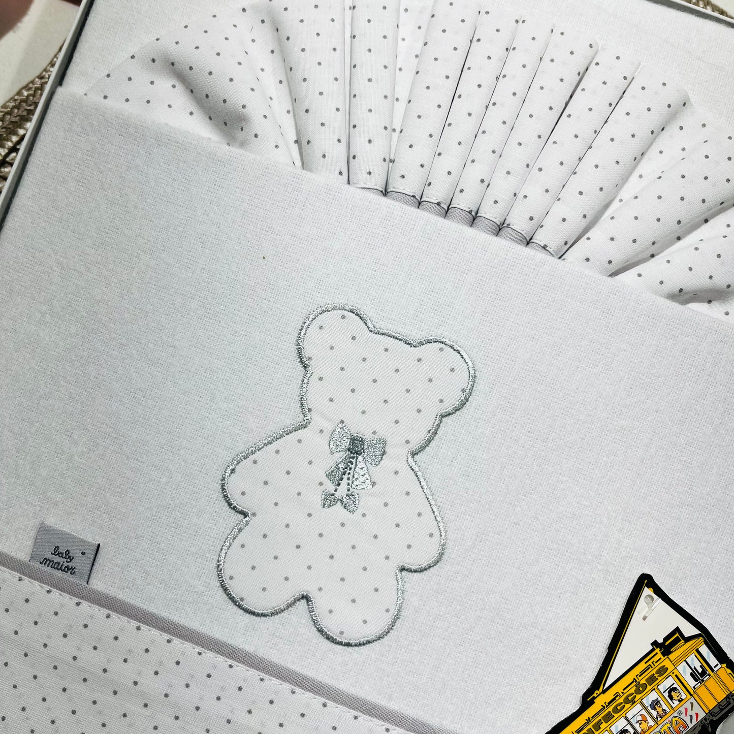 Jogo de lençóis em flanela para Cama de grades - Urso pintinhas