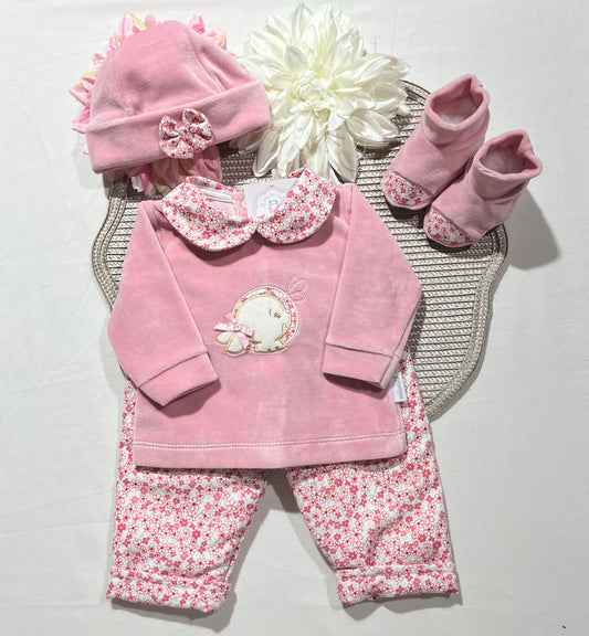 Conjunto para bebé coelhinha - 1 aos 6M - Rosa velho