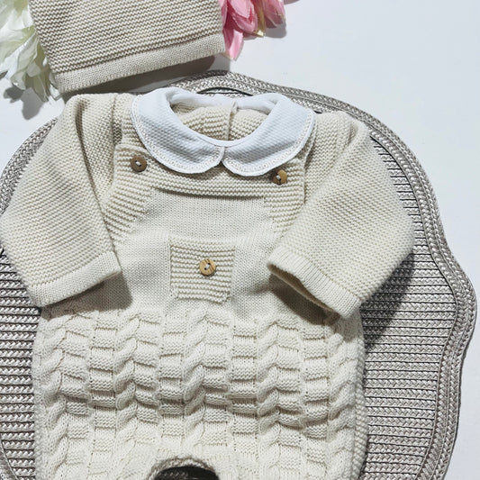 Conjunto " Trancinhas" para bebé - 0/3M - Areia