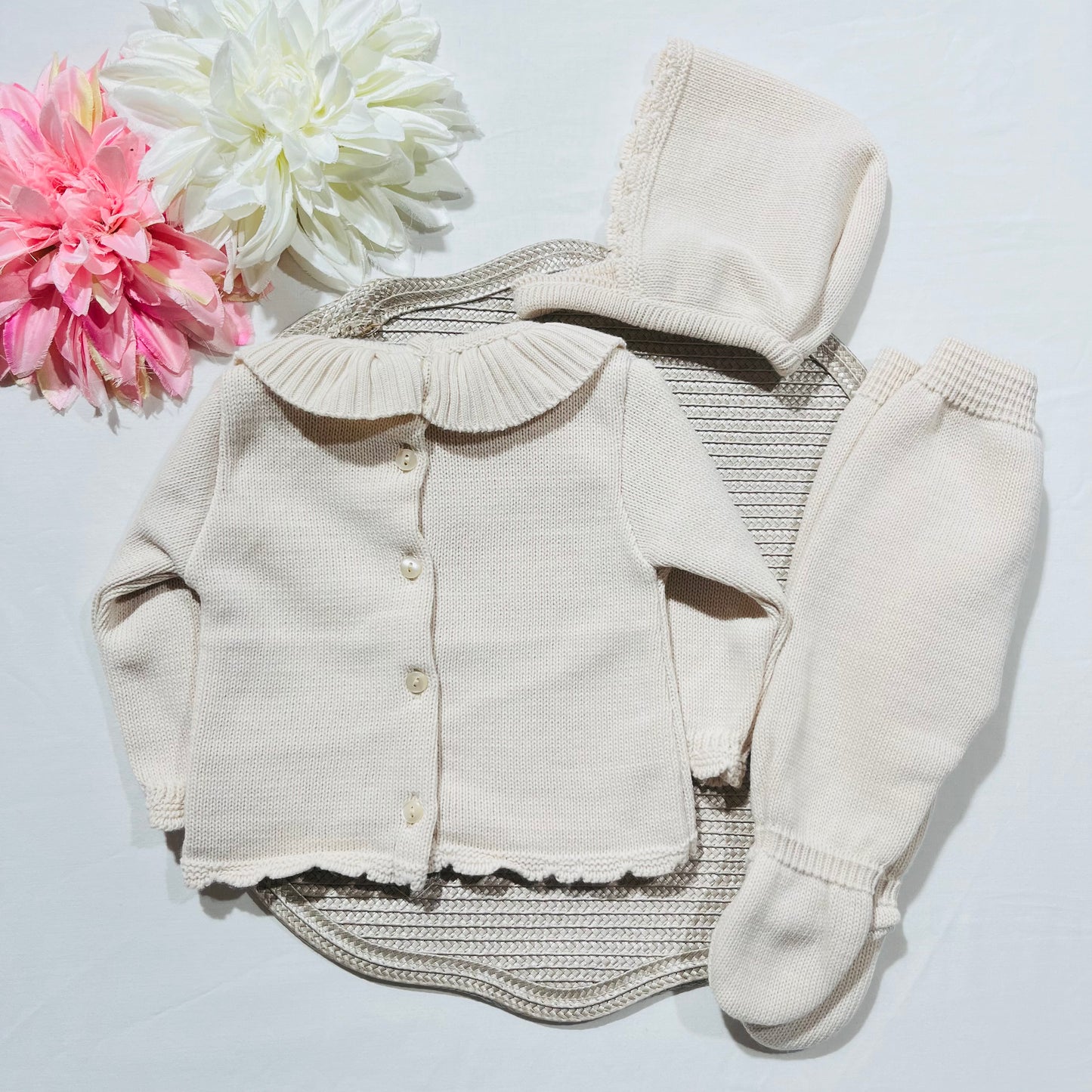 Conjunto em malha para bebé - Bia - 1/3M - Areia