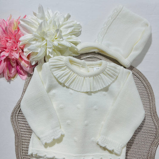 Conjunto em malha para bebé - Bia - 1/3M - Pérola