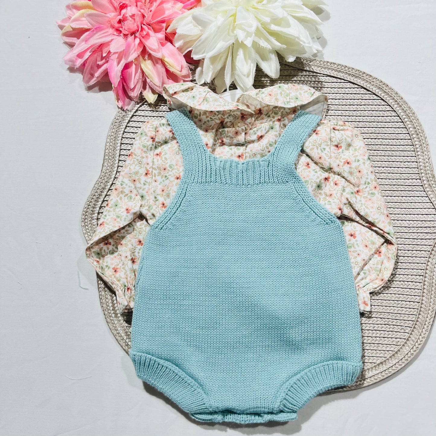 Conjunto em malha para bebé - Madalena - 1 aos 12M - Verde água