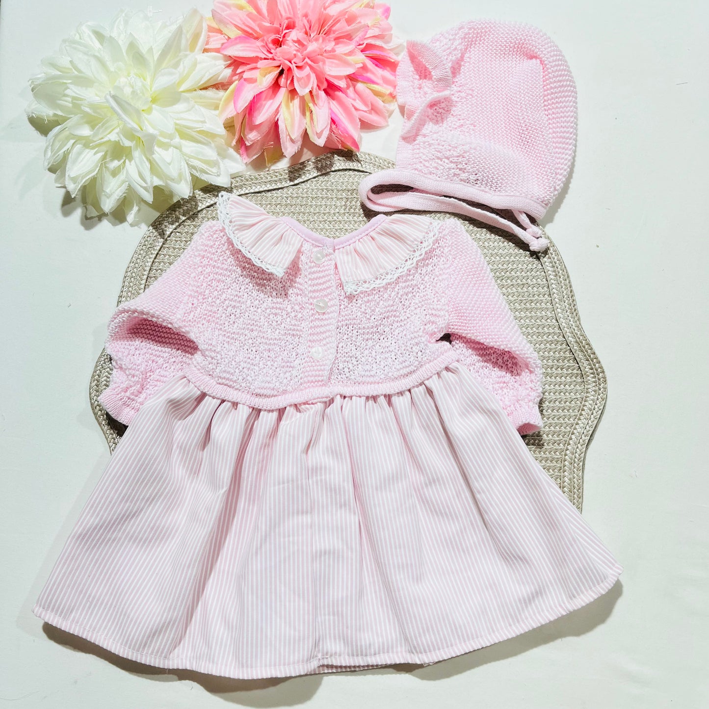 Vestido Mimi em algodão para bebé - 1 aos 6M - Rosa bebé