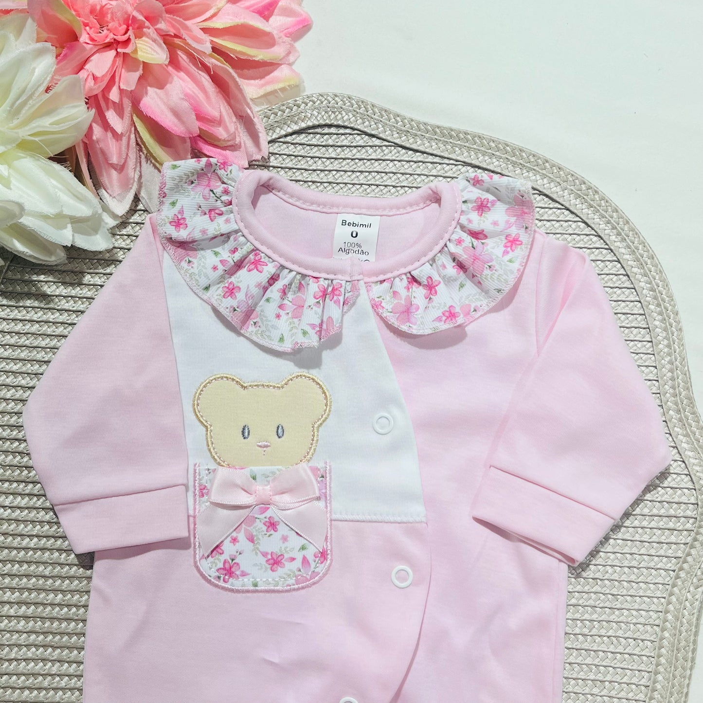 Babygrow menina - 100% algodão - Ursinho