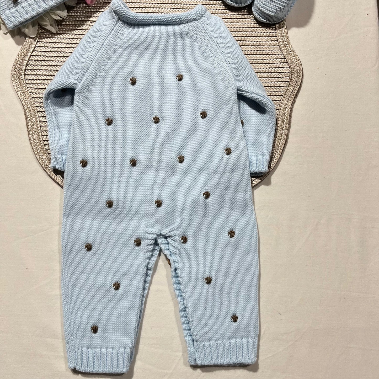 Conjunto Pompom colorido para bebé - 1/3 e 3/6M - Azul bebé
