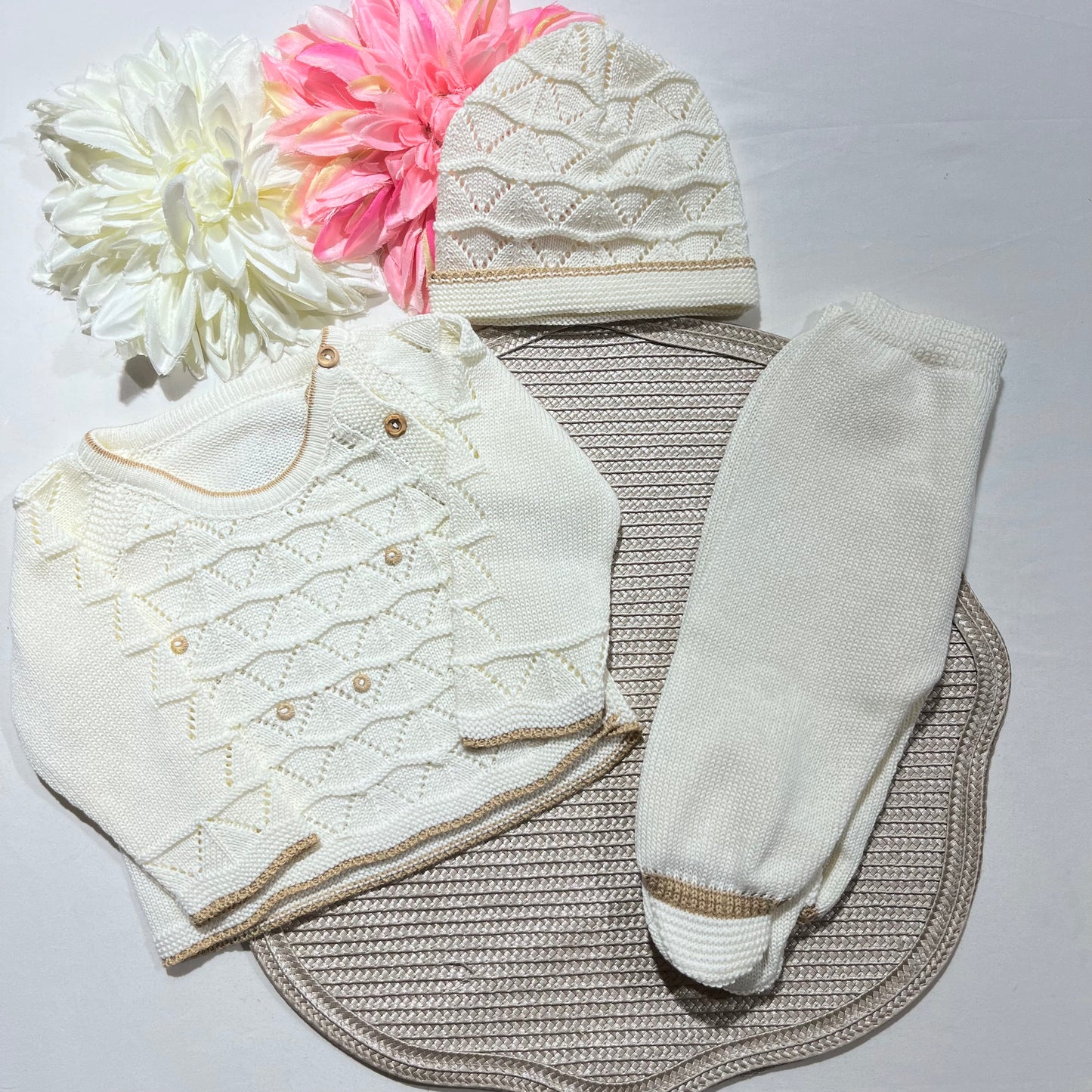 Conjunto Zizaque para bebé em algodão - 0/3M - Pérola