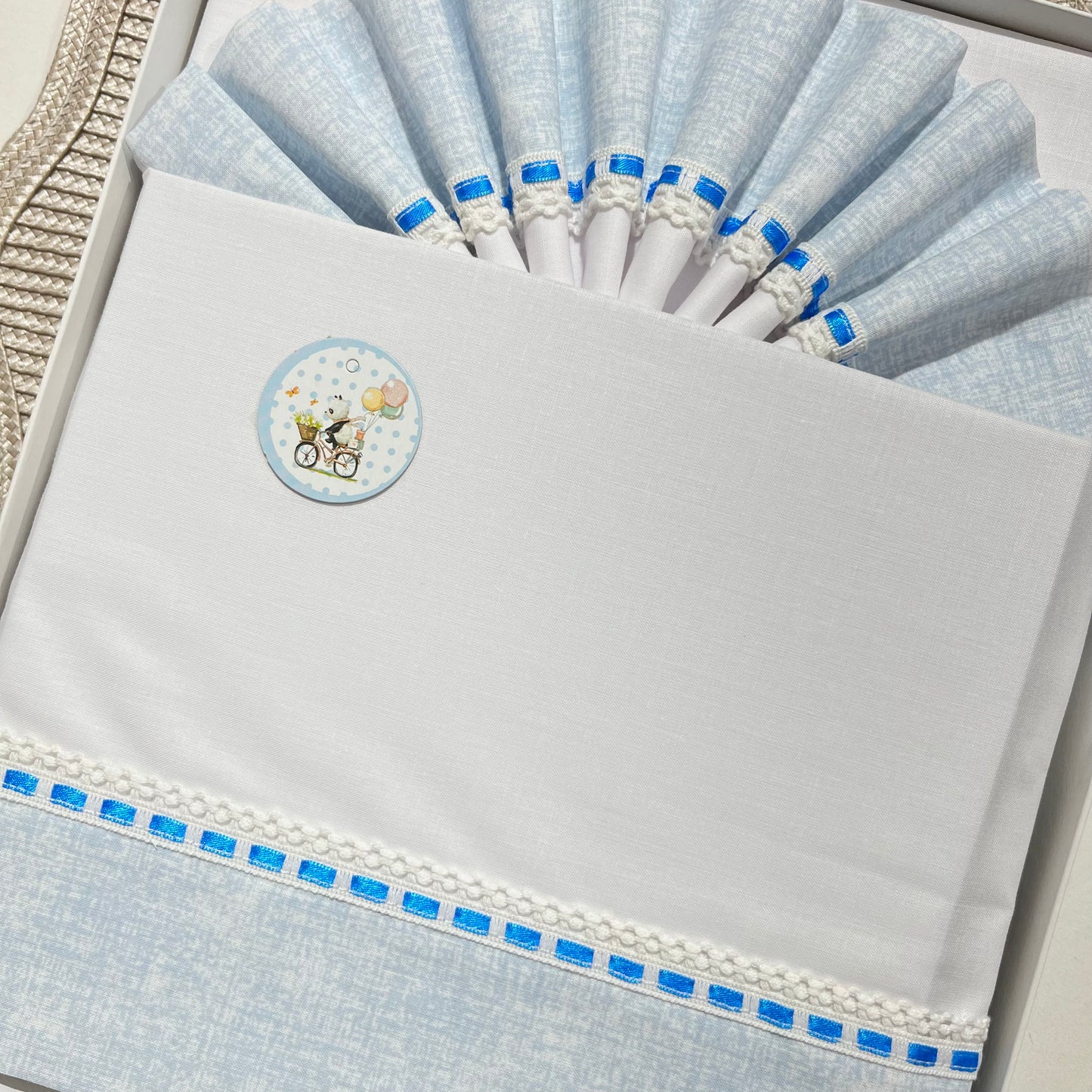 Jogo de lençóis em algodão para Cama de grades - Azul