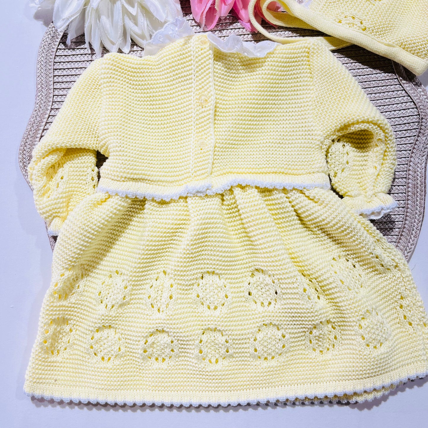 Vestido Ana em malha para bebé - 1/3 e 3/6M - Amarelo bebé