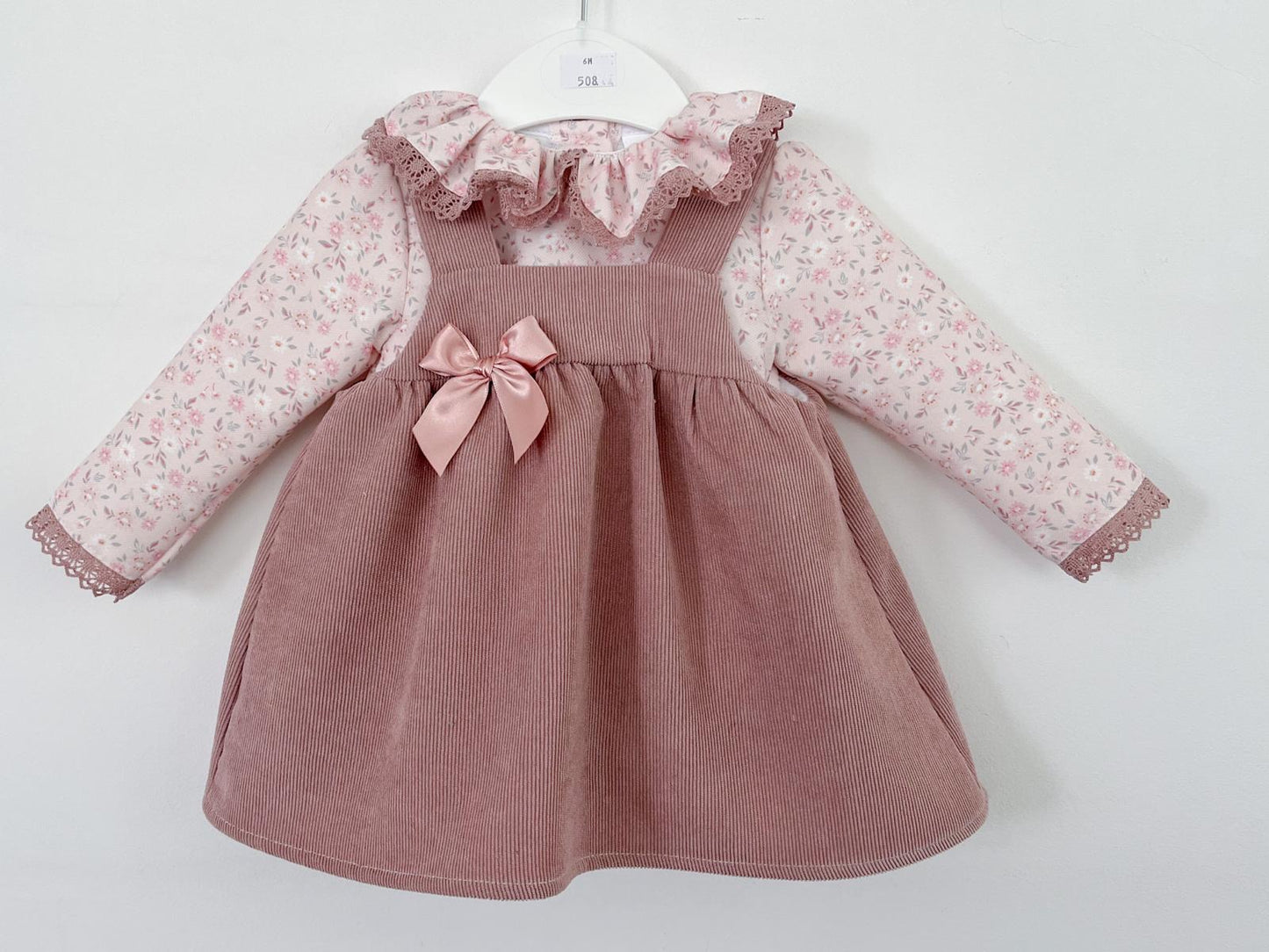 Vestido Aurora  para bebé - Rosa velho -  6 e 12M