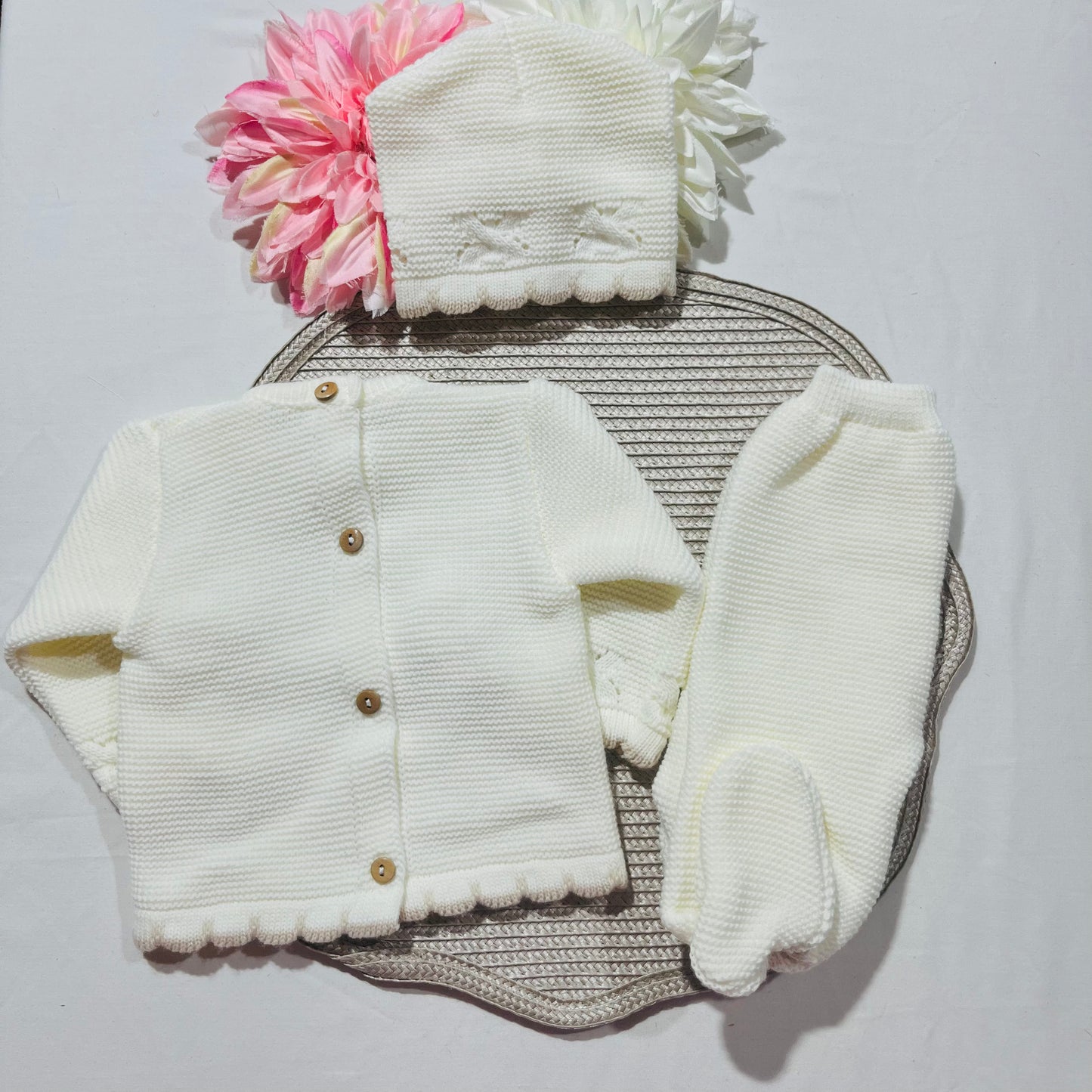 Conjunto Pompons para bebé - 1/3M - Pérola