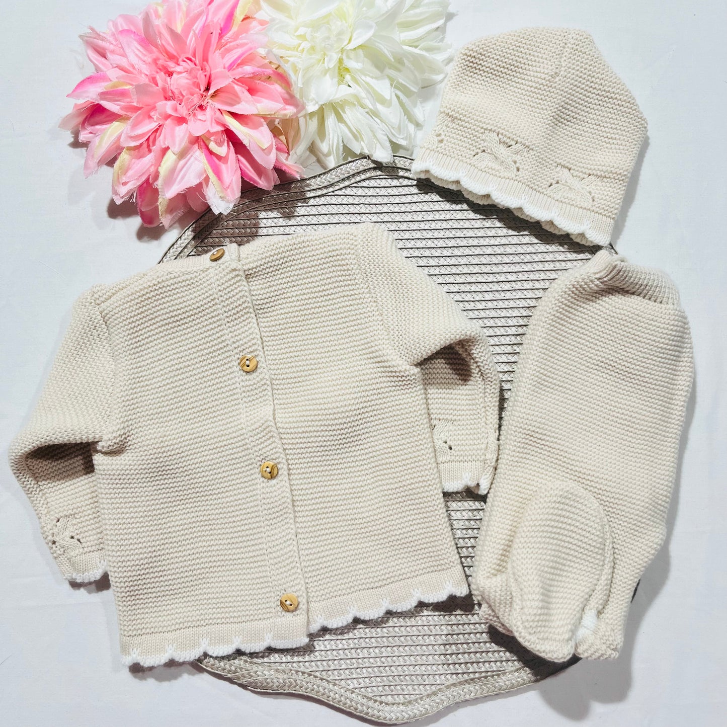Conjunto Pompons para bebé - 1/3M - Areia