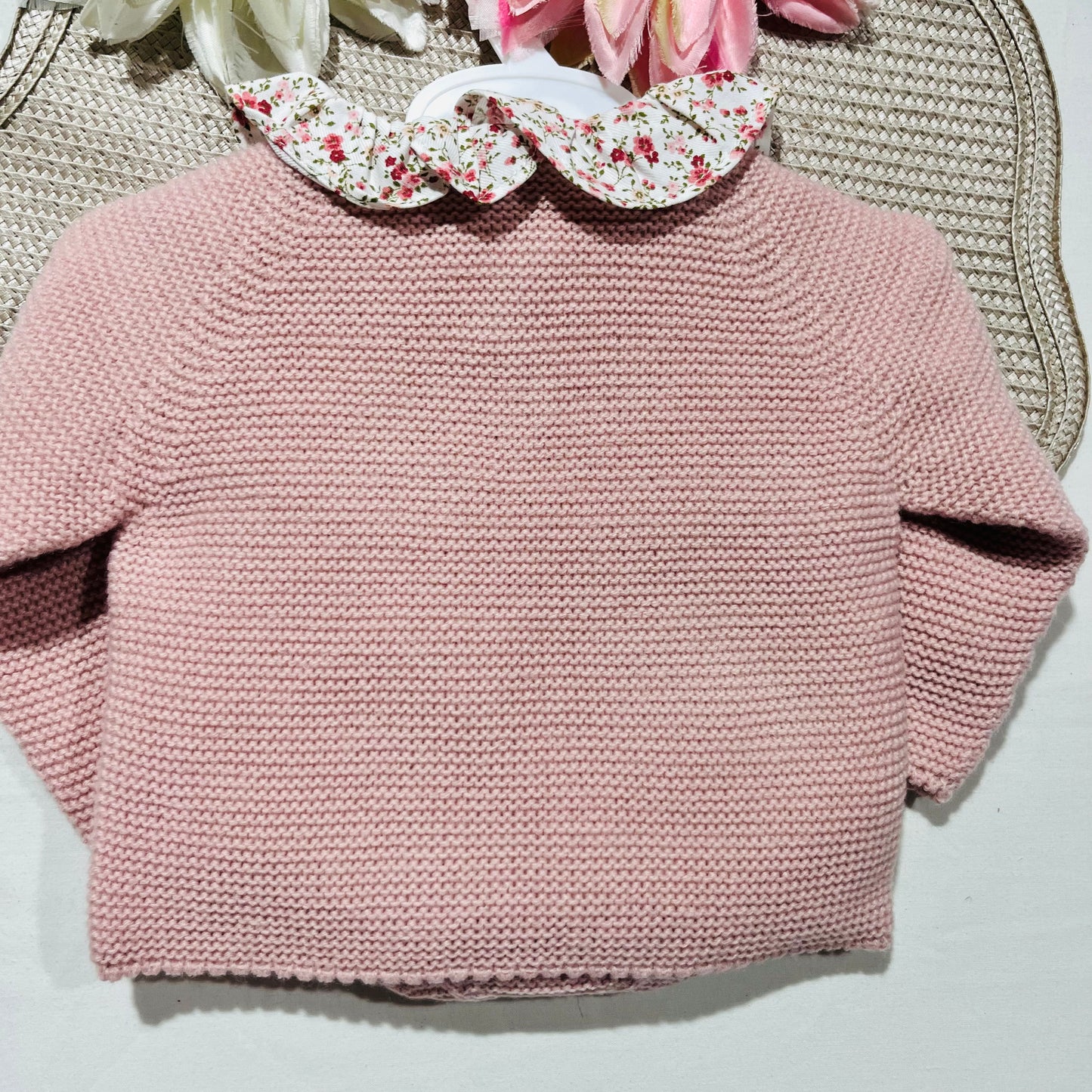 Conjunto Flor em malha para bebé - 1 aos 12M - Rosa velho