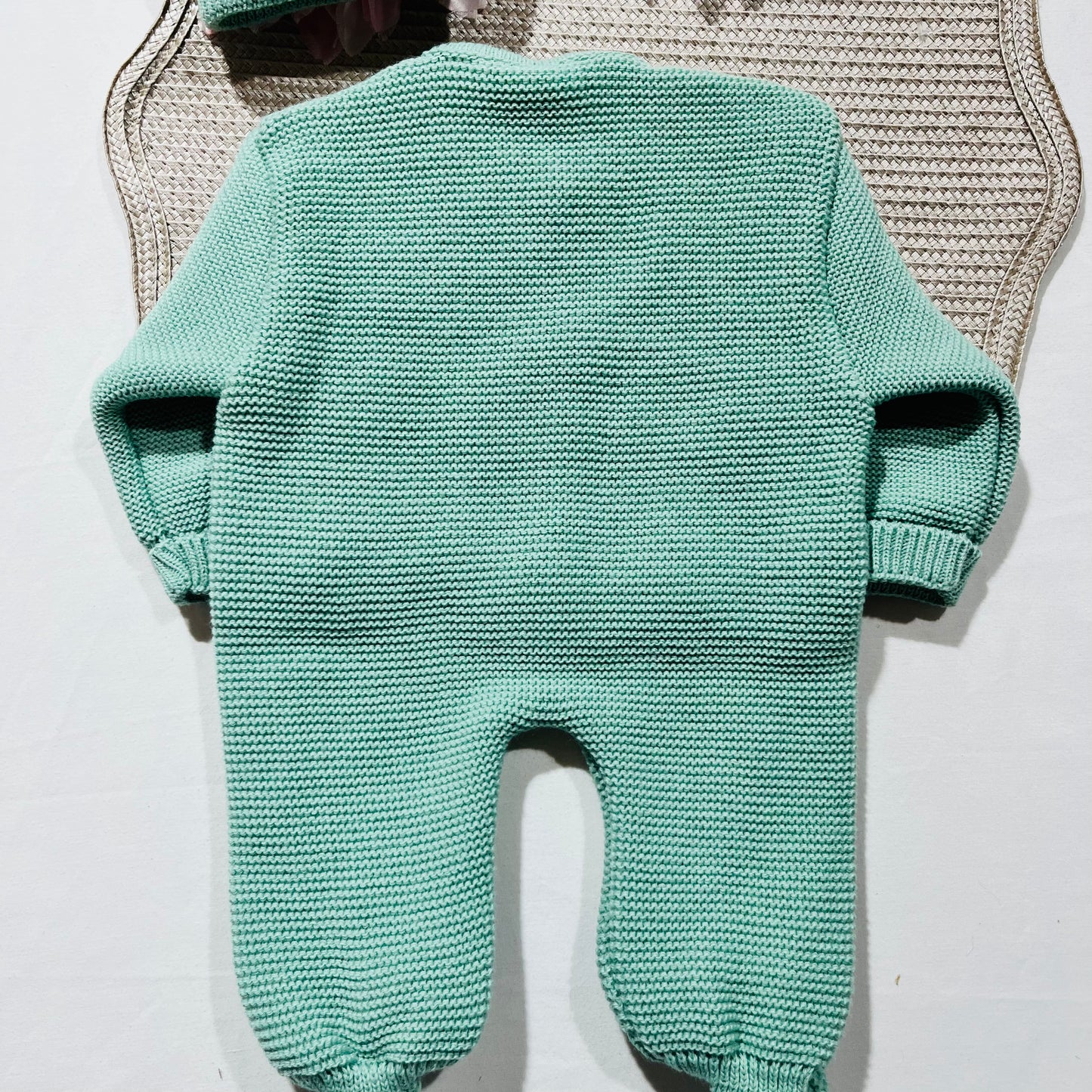Conjunto macacão e gorro para bebé - 1M - Verde