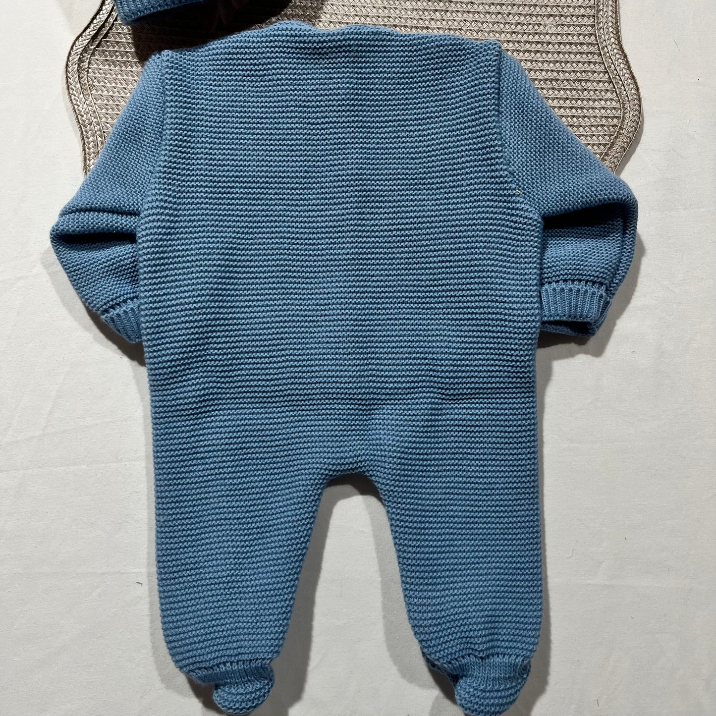 Conjunto macacão e gorro para bebé - 1M - Azul cobalto