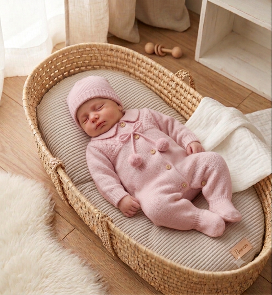 Conjunto Macacão e gorro para bebé - 0/2M - Rosa velho