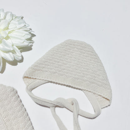 Conjunto de macacão e touca de malha para bebé - Areia