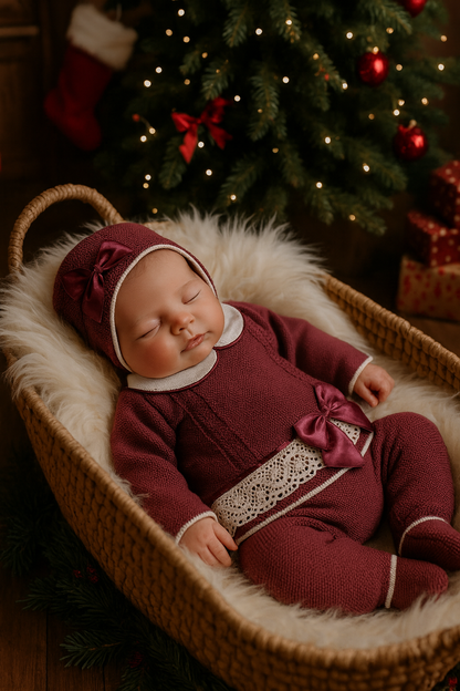 Conjunto Ternura para bebé - Camisola + calça + gorro - 0/3M