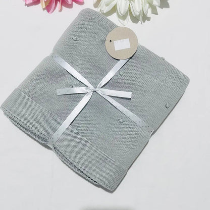 Manta de malha pompom bebé - 100% algodão - Com ou Sem personalização