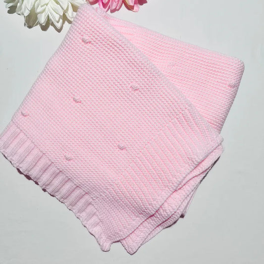 Manta pompom de bebé em malha - Várias cores - Com ou Sem personalização