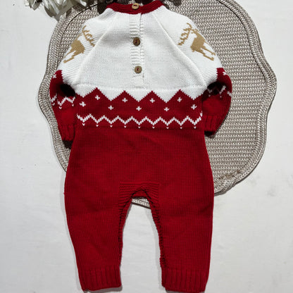 Conjunto bebé - Macacão, botas e gorro de malha