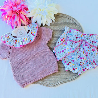 Conjunto Rose para bebé  - 3 aos 12M - Rosa velho