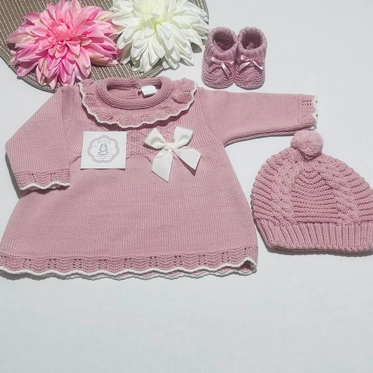 Vestido de malha com laço bebé