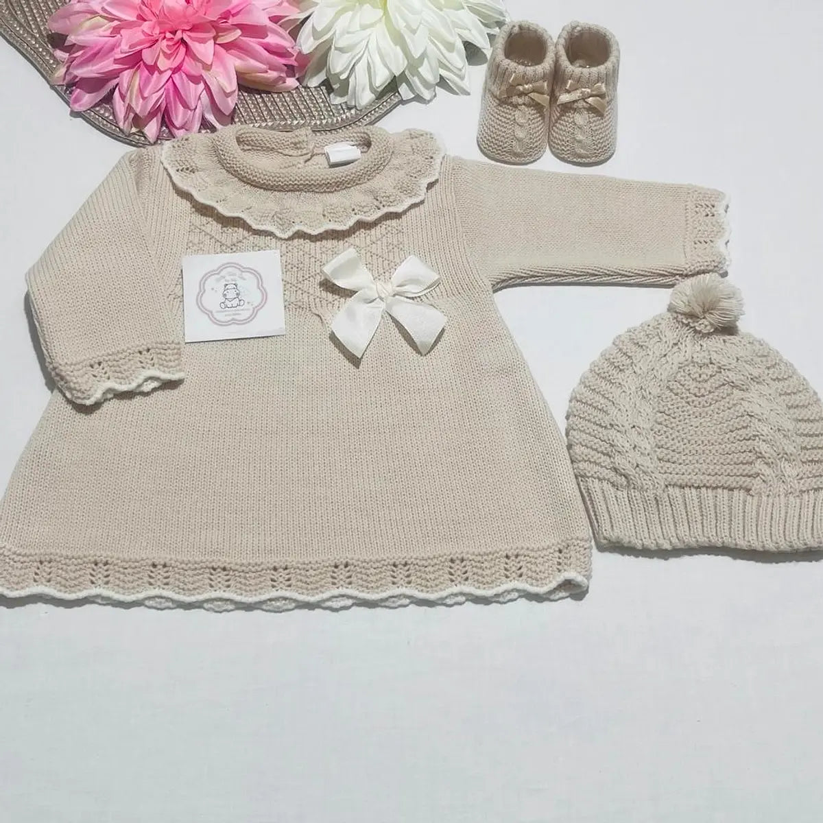 Vestido de malha com laço bebé
