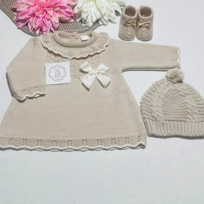 Vestido de malha com laço bebé