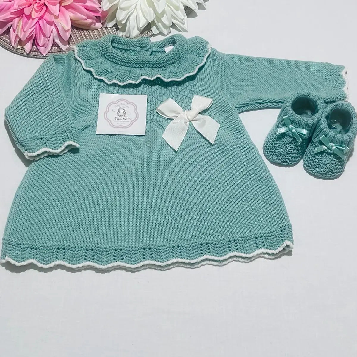 Vestido de malha com laço bebé