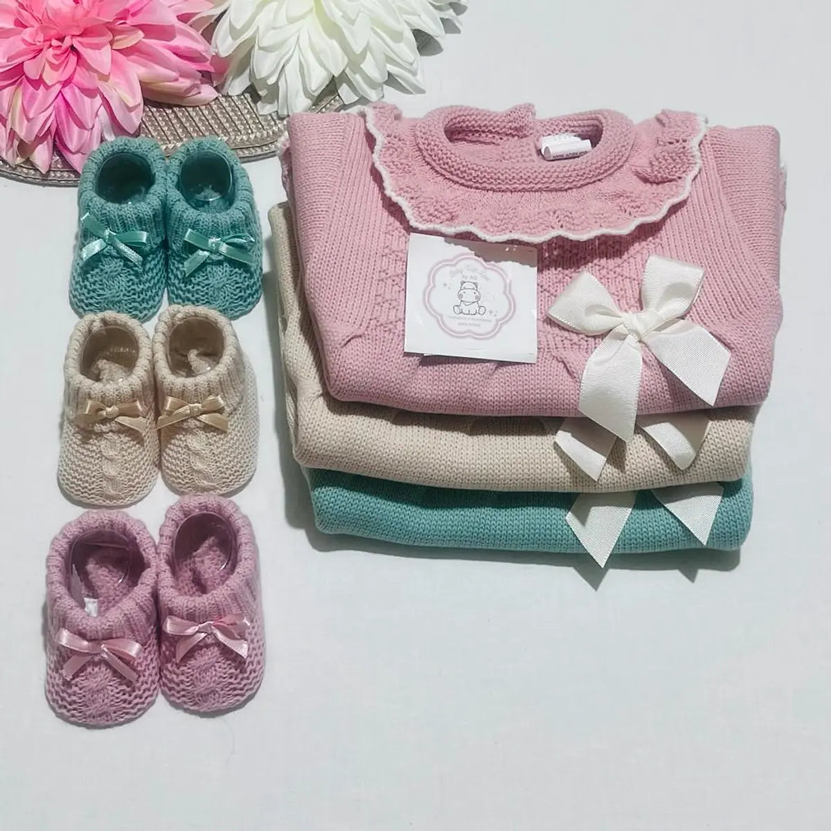Vestido de malha com laço bebé