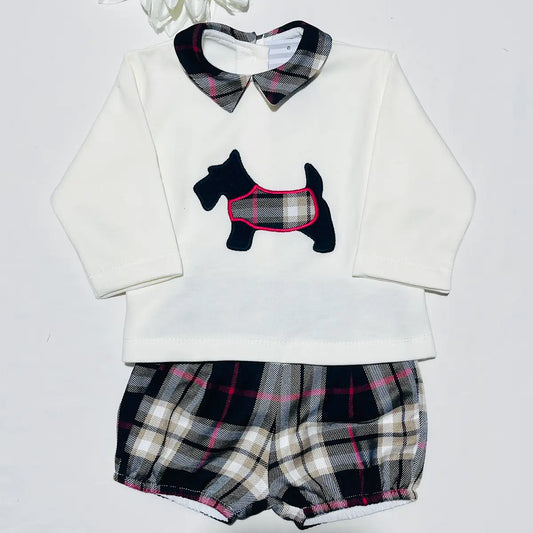 Conjunto camisa e calção xadrez de bebé