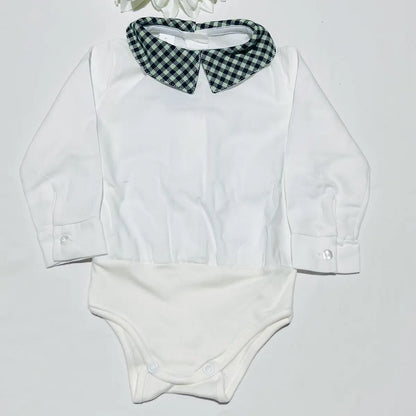 Conjunto jardineira e body xadrez