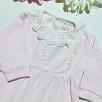 Babygrow rosa recém-nascido de veludo