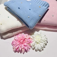 Manta pompom colorido de bebé em malha - Com ou Sem personalização