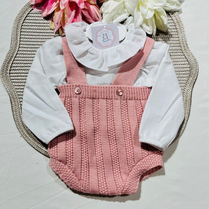 Conjunto 3 peças  para bebé - 3 e 6 M - Rosa velho
