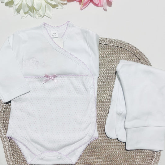 Body e collant interior bebé com carda - lacinho