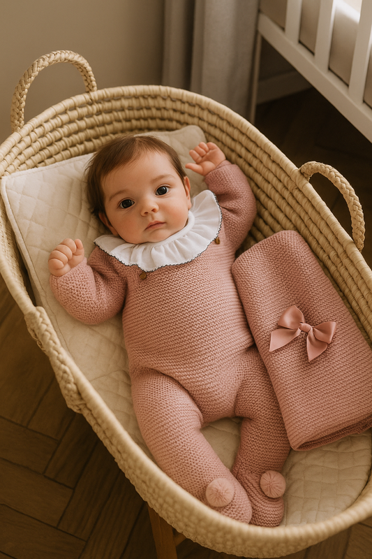 Conjunto Docinho  em malha - Rosa velho - 1 aos 12M