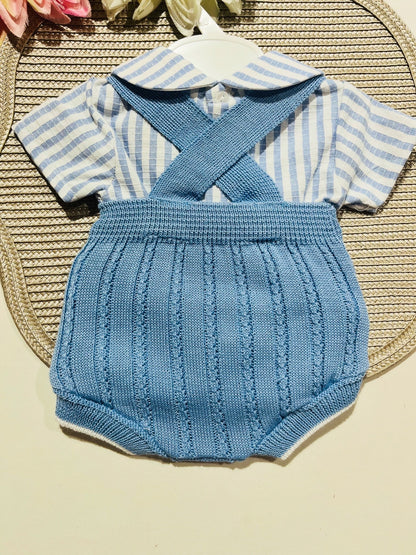 Conjunto Francisco - Fofo e camisa - 3 aos 12M - Azul cobalto