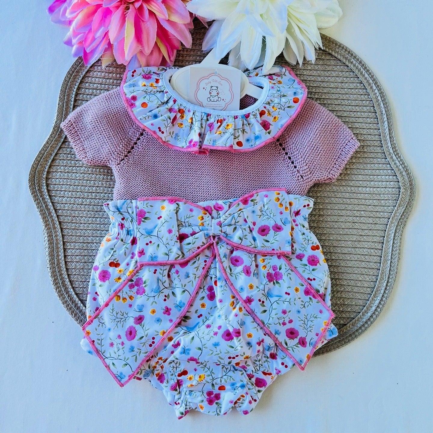 Conjunto Rose para bebé  - 3 aos 12M - Rosa velho