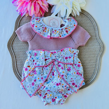 Conjunto Rose para bebé  - 3 aos 12M - Rosa velho